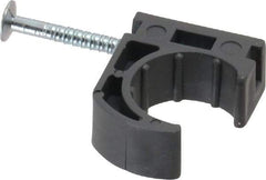 Oatey - 1/2" Pipe, Ribbed Pipe Clamp with Nail - Gray, Polyethylene - Top Tool & Supply