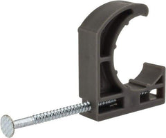 Oatey - 3/4" Pipe, Ribbed Pipe Clamp with Nail - Gray, Polyethylene - Top Tool & Supply