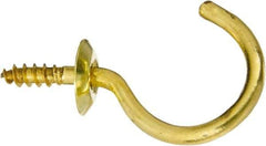 National Mfg. - 15 Lb Capacity, 1-1/4" Projection, Solid Brass All Purpose Hook - 0.48" Thread Length, 1-1/4" OAL, 0.14" Wire Diam - Top Tool & Supply