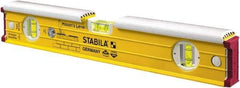 Stabila - 16" Long 3 Vial Spirit Level - Aluminum, Yellow, 2 Plumb & 1 Level Vials - Top Tool & Supply