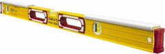 Stabila - 36" Long 3 Vial Spirit Level - Aluminum, Yellow, 2 Plumb & 1 Level Vials - Top Tool & Supply