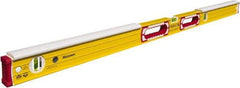 Stabila - 48" Long 3 Vial Spirit Level - Aluminum, Yellow, 2 Plumb & 1 Level Vials - Top Tool & Supply