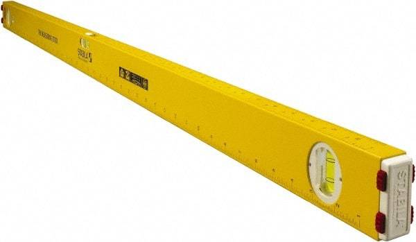 Stabila - 48" Long 3 Vial Spirit Level - Aluminum, Yellow, 2 Plumb & 1 Level Vials - Top Tool & Supply