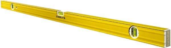 Stabila - 72" Long 3 Vial Box Beam Level - Aluminum, Yellow, 2 Plumb & 1 Level Vials - Top Tool & Supply