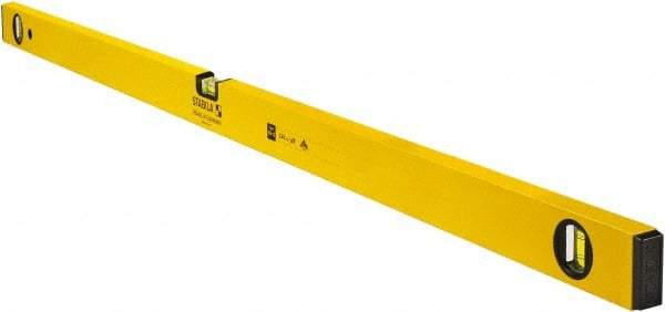 Stabila - 48" Long 3 Vial Box Beam Level - Aluminum, Yellow, 2 Plumb & 1 Level Vials - Top Tool & Supply