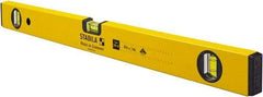 Stabila - 24" Long 3 Vial Box Beam Level - Aluminum, Yellow, 2 Plumb & 1 Level Vials - Top Tool & Supply