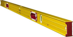 Stabila - Magnetic 78" Long 3 Vial Box Beam Level - Aluminum, Yellow, 2 Plumb & 1 Level Vials - Top Tool & Supply