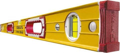 Stabila - Magnetic 48" Long 3 Vial Box Beam Level - Aluminum, Yellow, 2 Plumb & 1 Level Vials - Top Tool & Supply