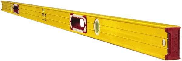 Stabila - 59" Long 3 Vial Box Beam Level - Aluminum, Yellow, 2 Plumb & 1 Level Vials - Top Tool & Supply