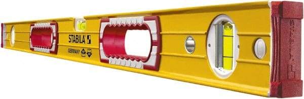 Stabila - 48" Long 3 Vial Box Beam Level - Aluminum, Yellow, 2 Plumb & 1 Level Vials - Top Tool & Supply