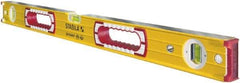 Stabila - 36" Long 3 Vial Box Beam Level - Aluminum, Yellow, 2 Plumb & 1 Level Vials - Top Tool & Supply