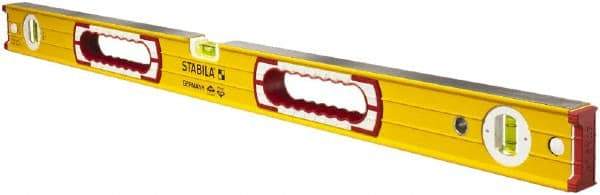 Stabila - 32" Long 3 Vial Box Beam Level - Aluminum, Yellow, 2 Plumb & 1 Level Vials - Top Tool & Supply