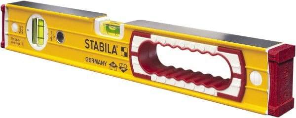 Stabila - 16" Long 2 Vial Box Beam Level - Aluminum, Yellow, 1 Plumb & 1 Level Vial - Top Tool & Supply