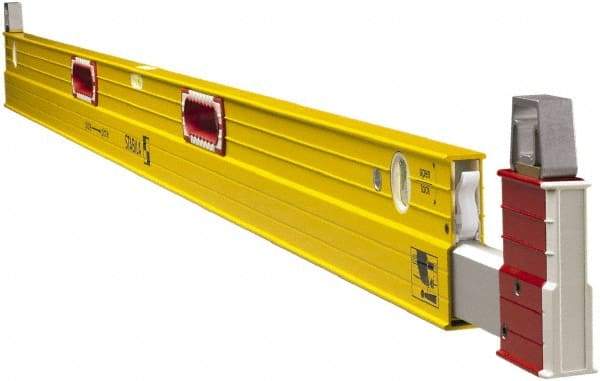 Stabila - 84 to 144" Long 3 Vial Expandable Level - Aluminum, Yellow, 2 Plumb & 1 Level Vials - Top Tool & Supply