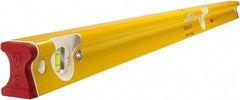 Stabila - 48" Long 3 Vial R-Beam Level - Aluminum, Yellow, 2 Plumb & 1 Level Vials - Top Tool & Supply