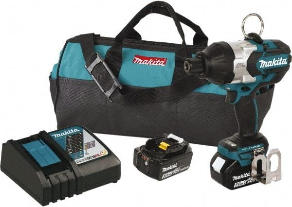 Makita - 7/16" Drive 18 Volt T-Handle Cordless Impact Wrench & Ratchet - 2,200 RPM, 600 Ft/Lb Torque, 2 Lithium-Ion Batteries Included - Top Tool & Supply