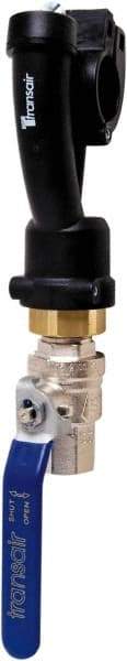 Transair - 7/8" ID, 25mm OD, Wall Bracket with Ball Valve - Plastic, 232 Max psi, 1/2 Female NPT, 10-1/6" Long - Top Tool & Supply