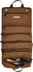 Bucket Boss - 6 Pocket Brown & Green Canvas Tool Roll - 4-1/2" Wide x 4-1/2" Deep x 26" High - Top Tool & Supply