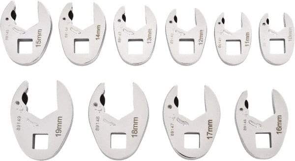 GearWrench - 10 Piece 3/8" Drive Open End Crowfoot Wrench Set - 10 to 19mm - Top Tool & Supply