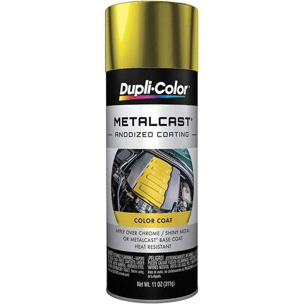 Dupli-Color - 11 oz Yellow Anodized Automotive Heat Resistant Paint - Metallic Finish, 500°F Max Temp, Comes in Aerosol Can - Top Tool & Supply