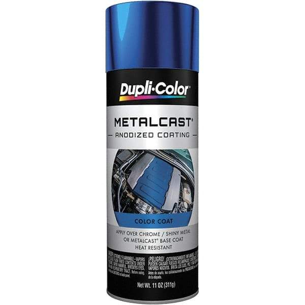 Dupli-Color - 11 oz Blue Anodized Automotive Heat Resistant Paint - Metallic Finish, 500°F Max Temp, Comes in Aerosol Can - Top Tool & Supply