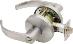 Falcon - Grade 1 Privacy Lever Lockset for 1-3/8" Thick Doors - 2-3/4" Back Set, No Cylinder, Steel, Satin Chrome Finish - Top Tool & Supply