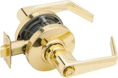 Falcon - Grade 2 Entrance Lever Lockset for 1-3/8" Thick Doors - 2-3/4" Back Set, No Cylinder, Steel, Bright Brass Finish - Top Tool & Supply