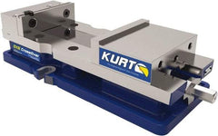 Kurt - 6" Jaw Width, 9" Jaw Opening Capacity, Horizontal Stationary Machine Vise - Manual Operation, 1 Station, 18.258" Long x 4" High x 1" Deep, 1.735" Jaw Height, 7,342 Lb Max Clamp Force, Ductile Iron - Top Tool & Supply