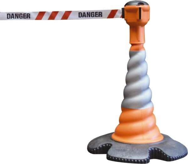 PRO-SAFE - 40" High, Orange & Red Warning Post Kit - 23-15/16" Base Width, 13.65 Lb - Top Tool & Supply