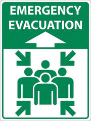 NMC - "Emergency Evacuation", 24" Long x 18" Wide, Sportwalk Safety Sign - Rectangle, 0.005" Thick, Use for Workplace/Safety - Top Tool & Supply