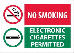 NMC - "No Smoking - Electronic Cigarettes Permitted", 10" Long x 14" Wide, Pressure-Sensitive Vinyl Safety Sign - Rectangular, 0.0045" Thick, Use for Smoking Regulations - Top Tool & Supply