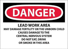 NMC - "Danger - Lead Work Area May Damage Fertility Or The Unborn Child", 10" Long x 14" Wide, Pressure-Sensitive Vinyl Safety Sign - Rectangle, 0.0045" Thick, Use for Hazardous Materials - Top Tool & Supply