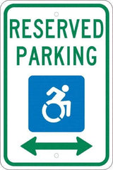 NMC - "Reserved Parking", "Handicap Symbol", 12" Wide x 18" High, Aluminum ADA Signs - 0.08" Thick, Green & Blue on White, Engineer Grade Reflectivity, Rectangle, Post Mount - Top Tool & Supply