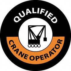 NMC - Qualified Crane Operator, Hard Hat Label - Black/Orange/White, 0.045" Thick, For Accident Prevention - Top Tool & Supply