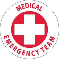 NMC - Medical Emergency Team, Hard Hat Label - Red on White, 0.045" Thick, For Accident Prevention - Top Tool & Supply