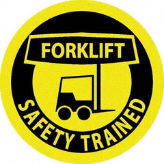 NMC - Forklift Safety Trained, Hard Hat Label - Black on Yellow, 0.045" Thick, For Accident Prevention - Top Tool & Supply