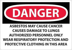 NMC - "Danger - Asbestos May Cause Cancer", 14" Long x 20" Wide, Rigid Plastic Safety Sign - Rectangular, 0.05" Thick, Use for Hazardous Materials - Top Tool & Supply