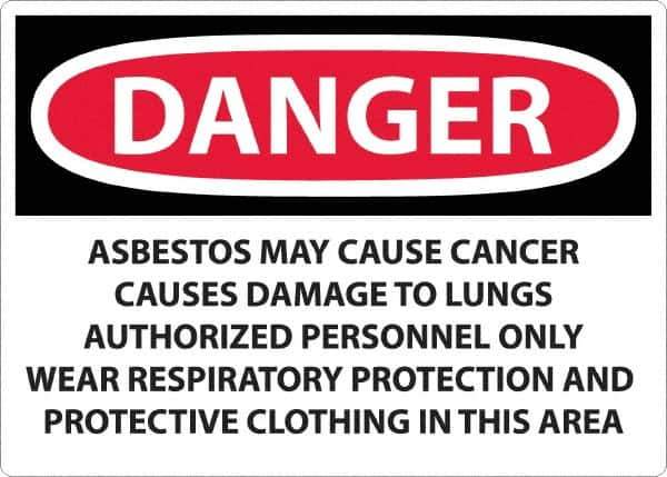 NMC - "Danger - Asbestos May Cause Cancer", 20" Long x 28" Wide, Aluminum Safety Sign - Rectangular, 0.04" Thick, Use for Hazardous Materials - Top Tool & Supply