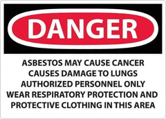 NMC - "Danger - Asbestos May Cause Cancer", 20" Long x 28" Wide, Aluminum Safety Sign - Rectangular, 0.04" Thick, Use for Hazardous Materials - Top Tool & Supply