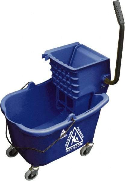 O-Cedar - 33 Qt Plastic Bucket & Wringer - 22" Long x 34" High x 15" Wide, Blue - Top Tool & Supply