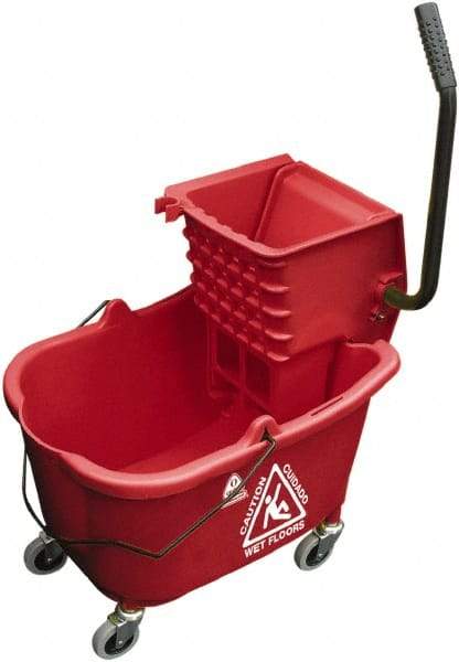 O-Cedar - 33 Qt Plastic Bucket & Wringer - 22" Long x 34" High x 15" Wide, Red - Top Tool & Supply