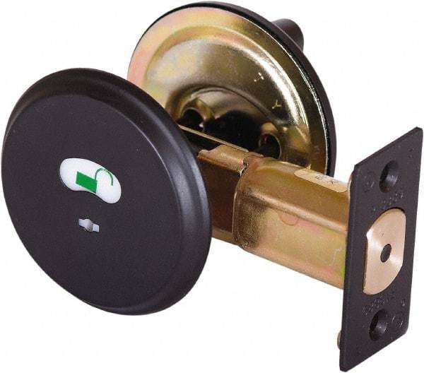 Stanley - 1-3/8 to 2" Door Thickness, Satin Chrome Finish, Occupancy Indicator Deadbolt - Nonhanded Handling, Push in Lever Override, Keyless Cylinder - Top Tool & Supply