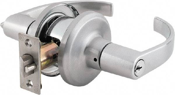 Stanley - Grade 2 Storeroom Lever Lockset - 2-3/8 & 2-3/4" Back Set, Brass Alloy, Satin Chrome Finish - Top Tool & Supply