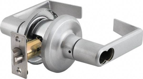 Stanley - Grade 2 Classroom Lever Lockset - 2-3/8 & 2-3/4" Back Set, Brass Alloy, Satin Chrome Finish - Top Tool & Supply