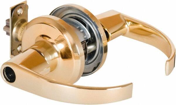 Stanley - Grade 2 Office Lever Lockset - 2-3/8 & 2-3/4" Back Set, Brass Alloy, Bright Brass Finish - Top Tool & Supply