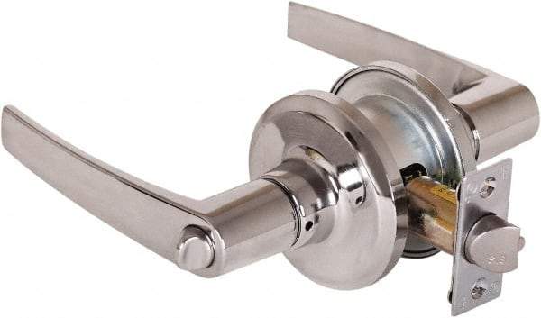 Stanley - Grade 2 Office Lever Lockset - 2-3/8 & 2-3/4" Back Set, Brass Alloy, Satin Chrome Finish - Top Tool & Supply