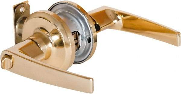 Stanley - Grade 2 Office Lever Lockset - 2-3/8 & 2-3/4" Back Set, Brass Alloy, Bright Brass Finish - Top Tool & Supply