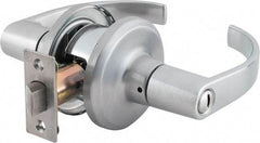 Stanley - Grade 2 Privacy Lever Lockset - 2-3/8 & 2-3/4" Back Set, Keyless Cylinder, Brass Alloy, Satin Chrome Finish - Top Tool & Supply