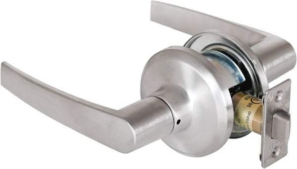 Stanley - Grade 2 Passage Lever Lockset - 2-3/8 & 2-3/4" Back Set, Keyless Cylinder, Brass Alloy, Satin Chrome Finish - Top Tool & Supply