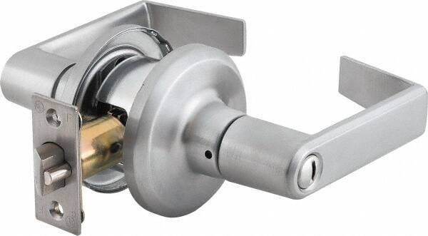 Stanley - Grade 2 Privacy Lever Lockset - 2-3/8 & 2-3/4" Back Set, Keyless Cylinder, Brass Alloy, Satin Chrome Finish - Top Tool & Supply